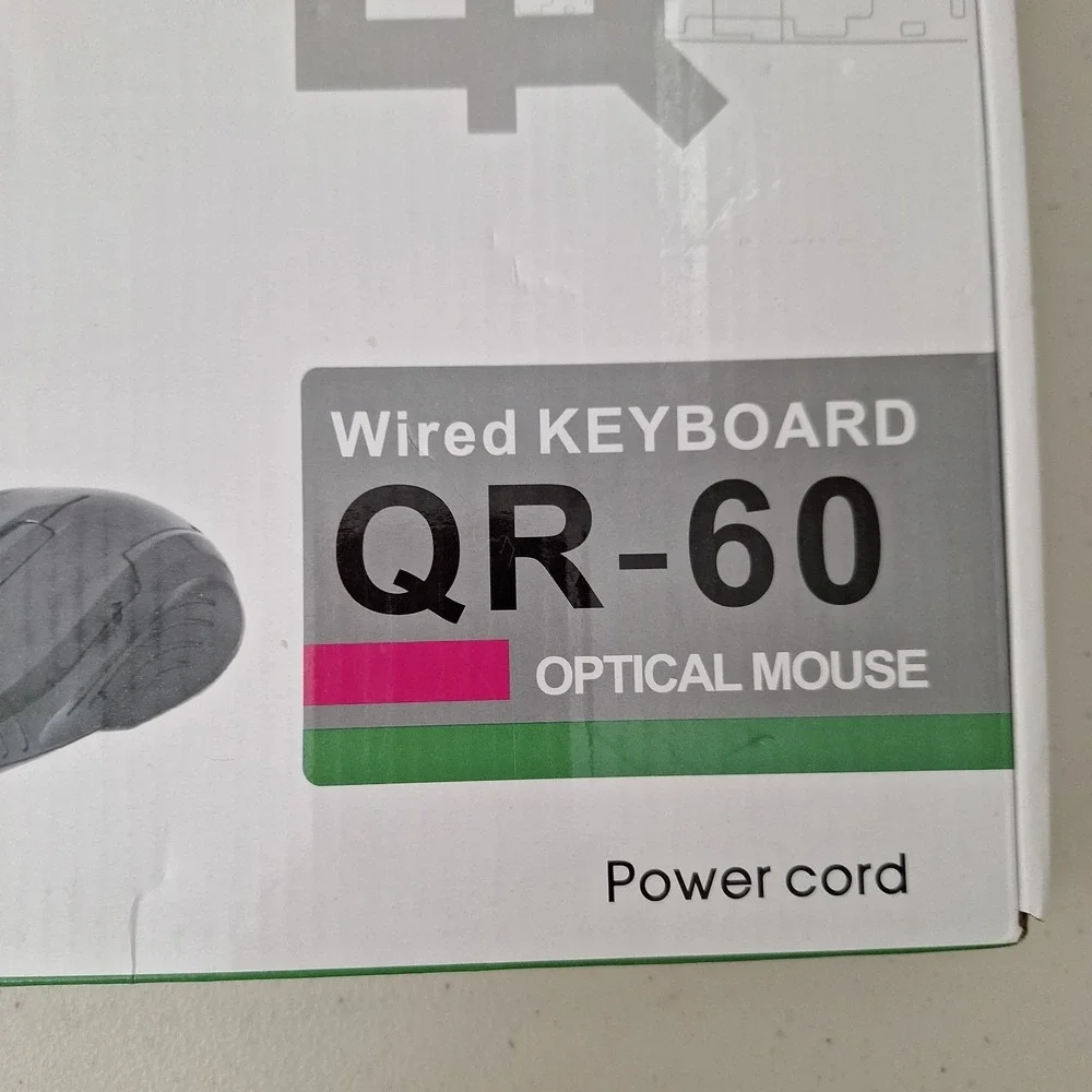QR Computers Wired Keyboard & Optical Mouse Set QR-60 NEW, Open Box
